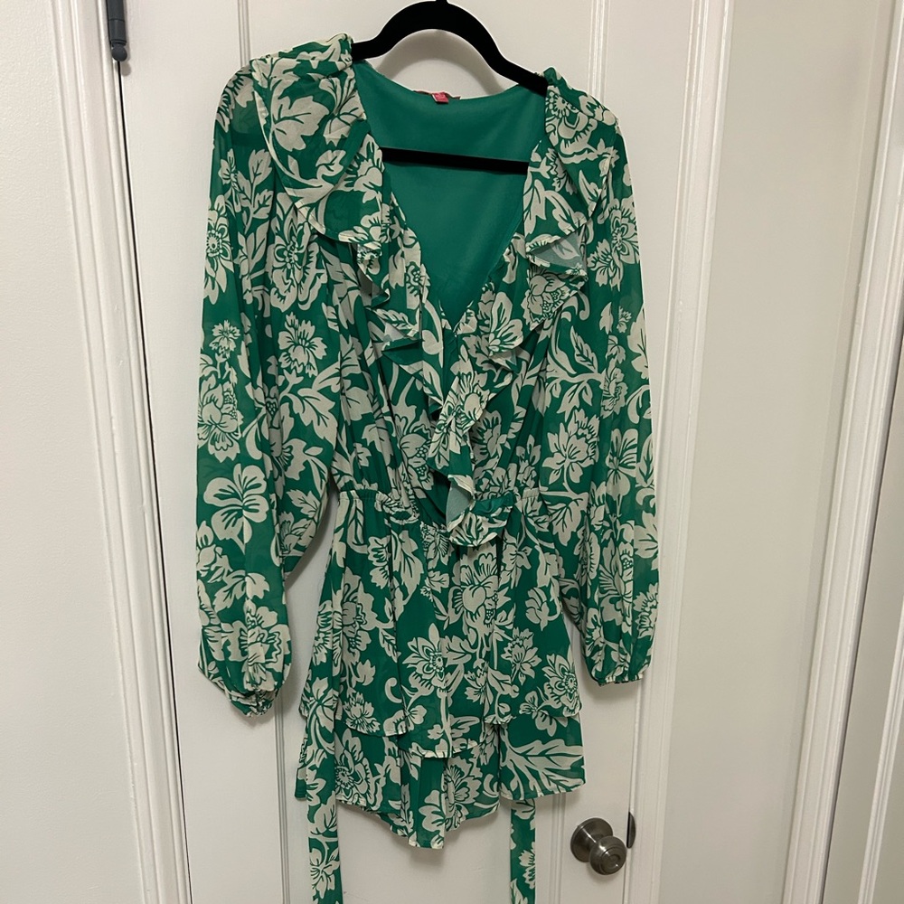 Flying Tomato Green and Cream Floral Jumpsuit